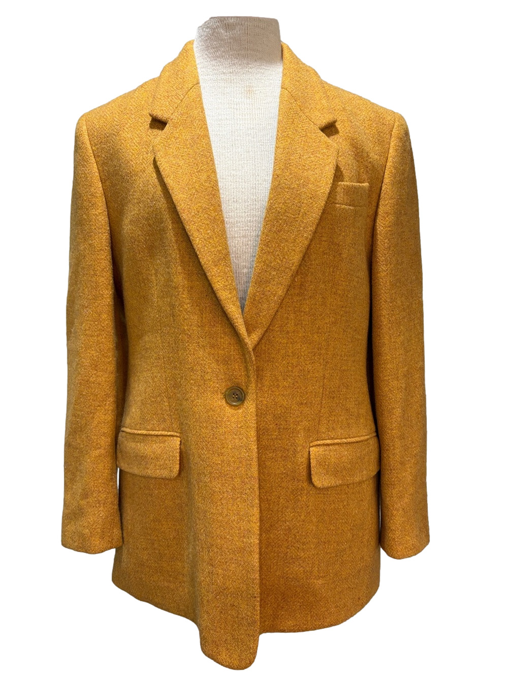 Lands End sz 10 mustard yellow 100% wool fall blazer